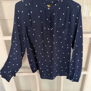 J. Crew Women’s 100% silk Polka Dot Mandarin Collar Blouse